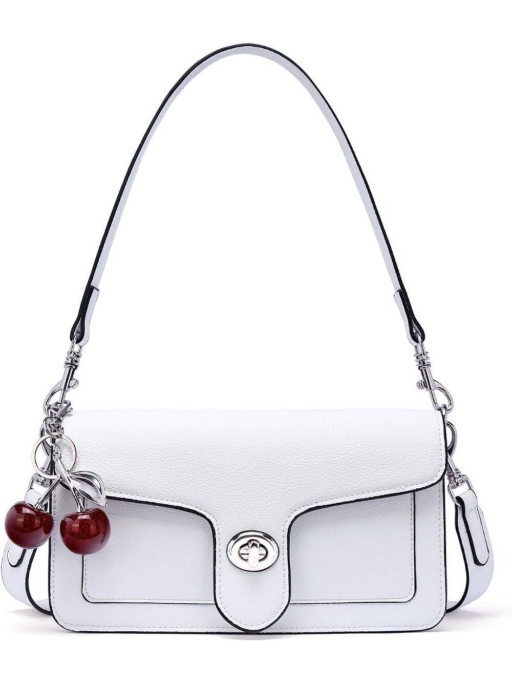 Stylish Leather Crossbody Bag for Women with Cherry Charm, Perfect Everyday